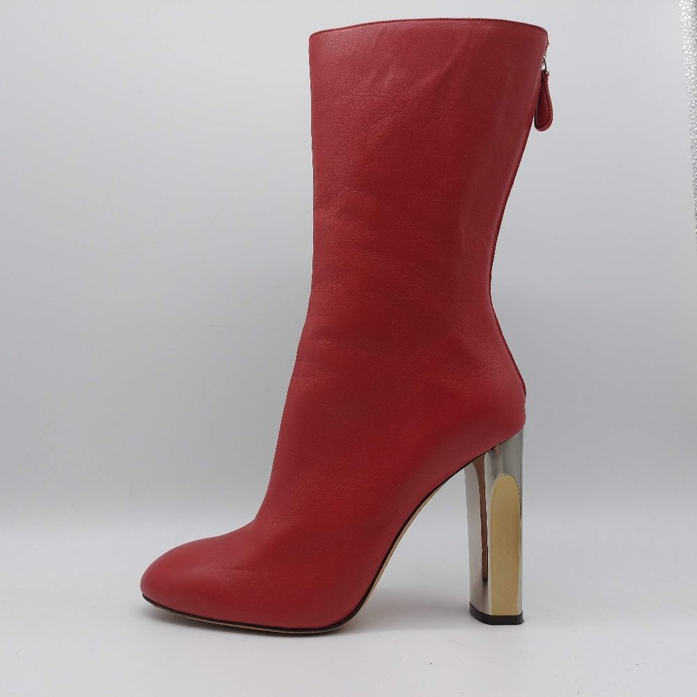 Alexander McQueen Boots red with silver heel 40